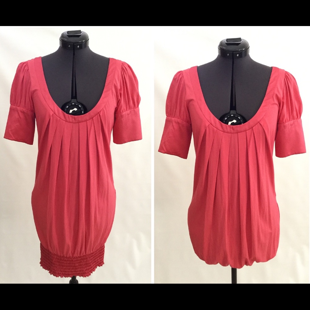 LAST CHANCE! Bebe Coral Pink Smocked Hem Dress XS